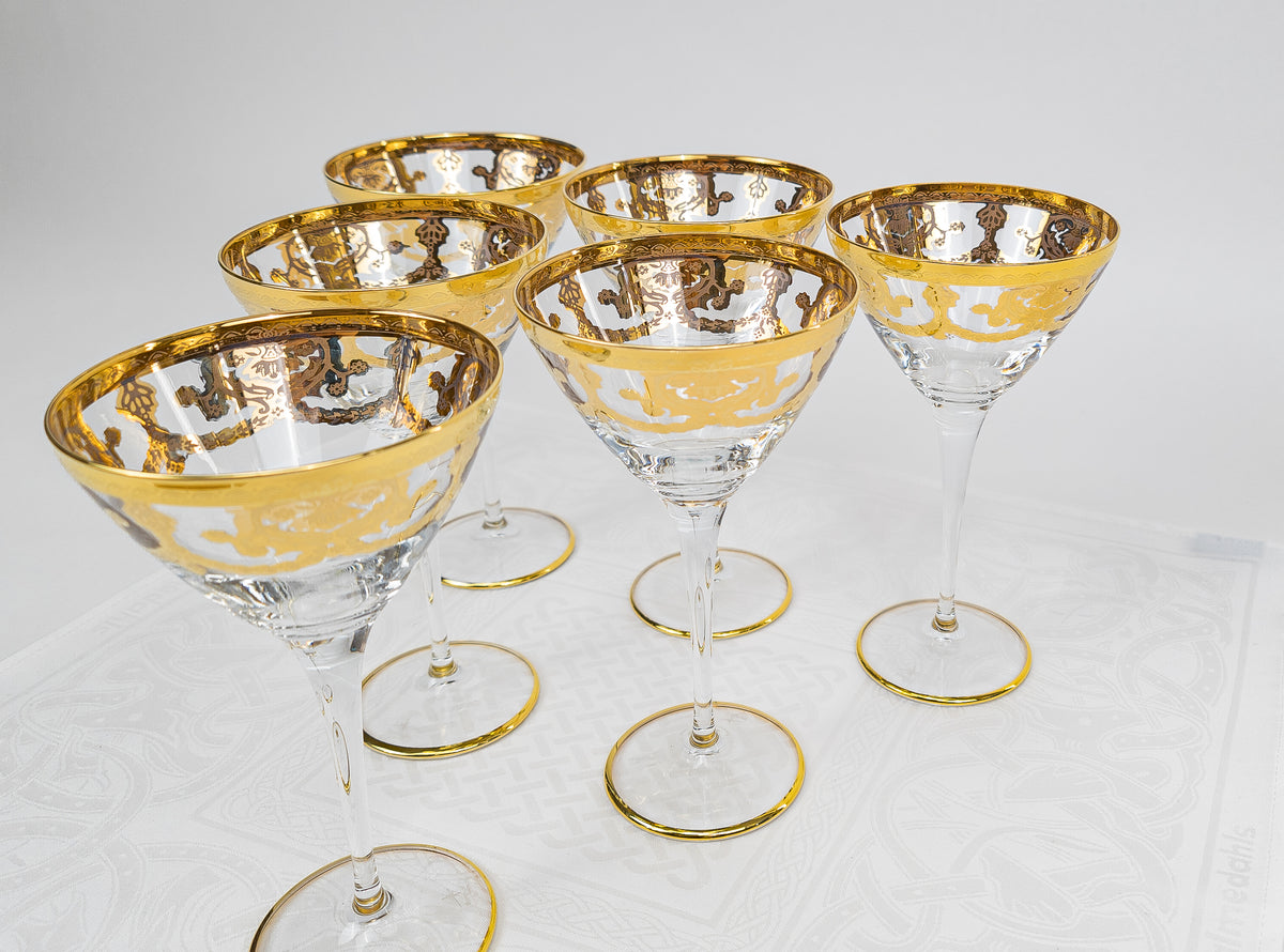 Italienskt Kristallglas - Cocktailglas - Coppa Magnific Veneziano Oro - 24k