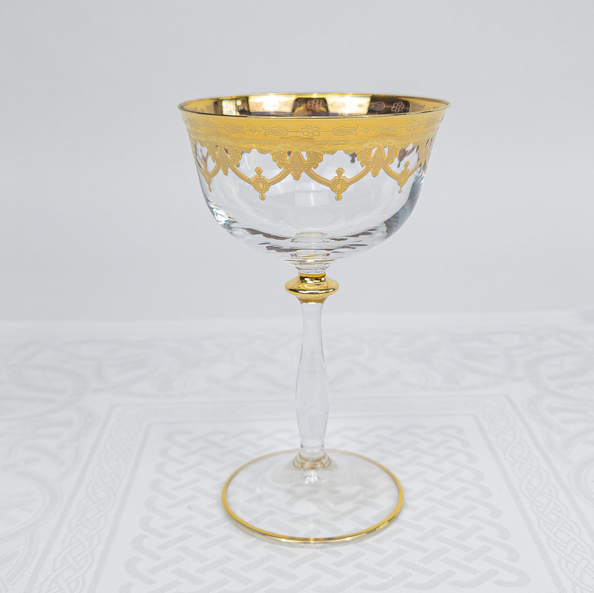 Italienskt Kristallglas - Champagneglas - Coppa Angelica Liscia Amalfi Oro - 24K